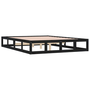Πλαίσιο Κρεβατιού Μαύρο 120 x 190 εκ. Μασίφ Ξύλο Small Double