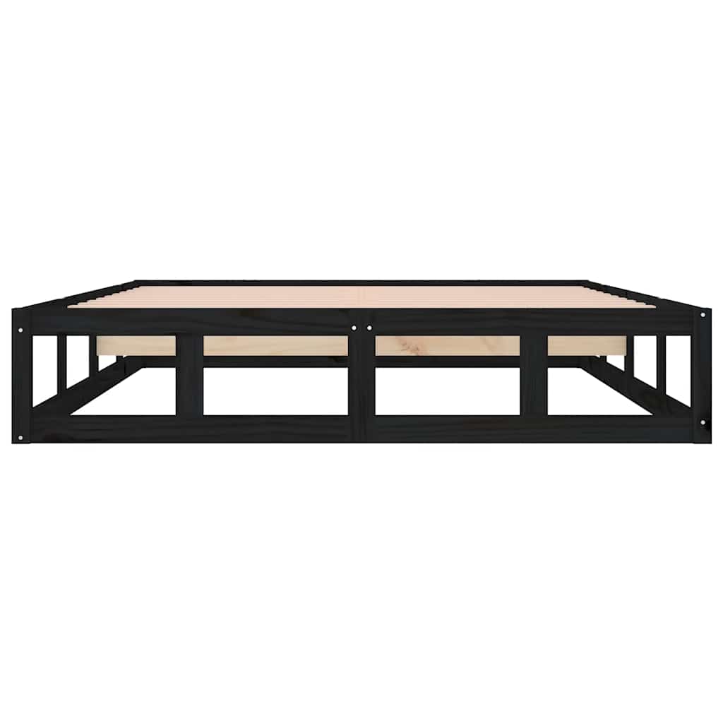 Πλαίσιο Κρεβατιού Μαύρο 140 x 190 εκ. από Μασίφ Ξύλο