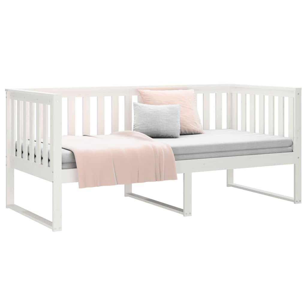 Καναπές Κρεβάτι Χωρίς Στρώμα Λευκό 90x200 εκ. Μασίφ Ξύλο Πεύκου