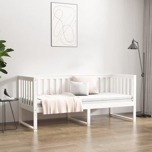 Κρεβάτι ημέρας χωρίς στρώμα Λευκό 75x190 cm Στερεό ξύλο πεύκο