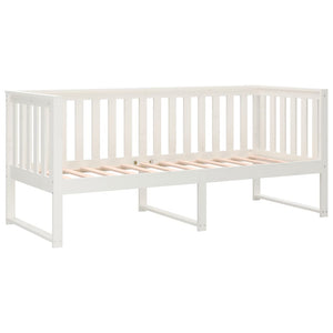 Κρεβάτι ημέρας χωρίς στρώμα Λευκό 75x190 cm Στερεό ξύλο πεύκο
