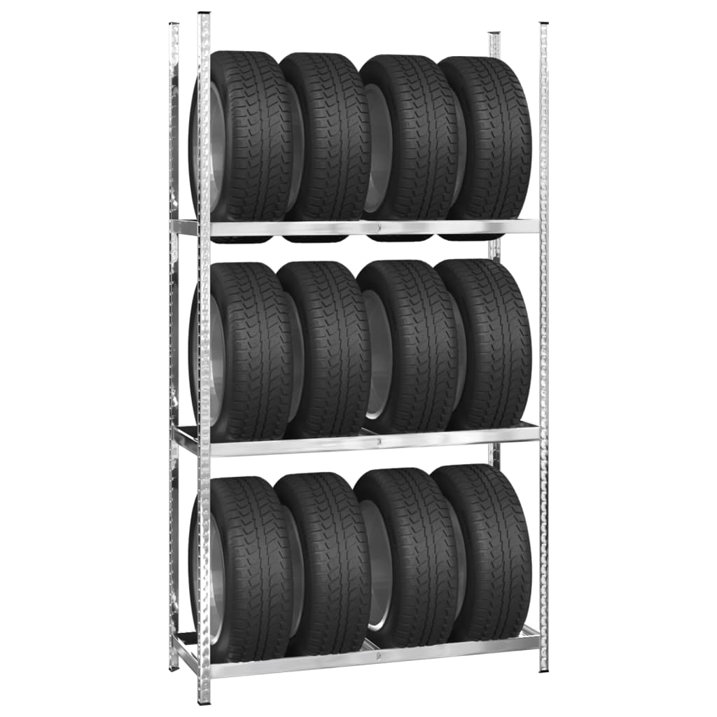 Ραφιέρα Ελαστικών 3 Επιπέδων Ασημί 110 x 40 x 200 εκ. Ατσάλι - Pakobazaar