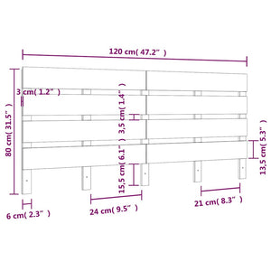 Κεφαλάρι Κρεβατιού Μαύρο 120 x 3 x 80 εκ. από Μασίφ Ξύλο Πεύκου - Pakobazaar
