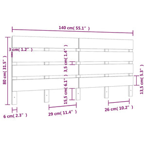 Κεφαλάρι Κρεβατιού Μαύρο 140 x 3 x 80 εκ. από Μασίφ Ξύλο Πεύκου