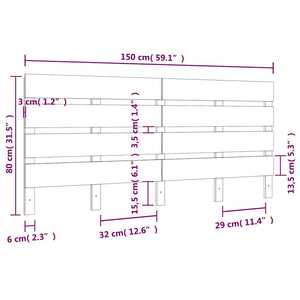 Κεφαλάρι Κρεβατιού Μαύρο 150 x 3 x 80 εκ. από Μασίφ Ξύλο Πεύκου