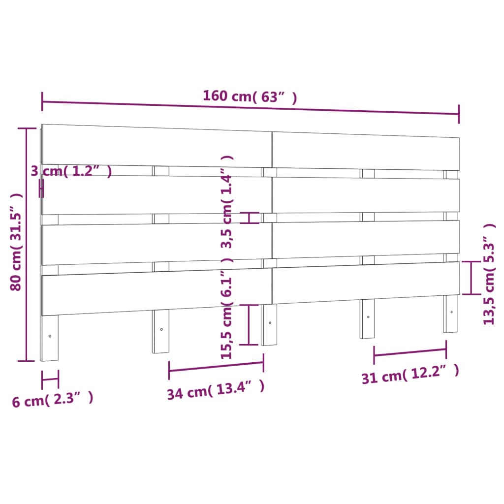 Κεφαλάρι Κρεβατιού Λευκό 160 x 3 x 80 εκ. από Μασίφ Ξύλο Πεύκου - Pakobazaar