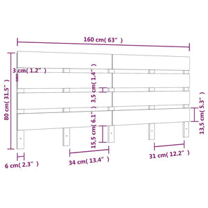 Κεφαλάρι Κρεβατιού Λευκό 160 x 3 x 80 εκ. από Μασίφ Ξύλο Πεύκου - Pakobazaar