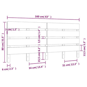 Κεφαλάρι Κρεβατιού Μαύρο 160 x 3 x 80 εκ. από Μασίφ Ξύλο Πεύκου - Pakobazaar