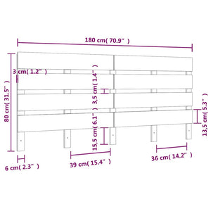 Κεφαλάρι Κρεβατιού Γκρι 180 x 3 x 80 εκ. από Μασίφ Ξύλο Πεύκου