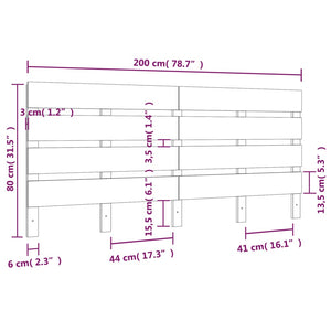 Κεφαλάρι Κρεβατιού 200 x 3 x 80 εκ. από Μασίφ Ξύλο Πεύκου - Pakobazaar