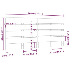 Κεφαλάρι Κρεβατιού Λευκό 200 x 3 x 80 εκ. από Μασίφ Ξύλο Πεύκου