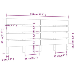 Κεφαλάρι Κρεβατιού Γκρι 135 x 3 x 80 εκ. από Μασίφ Ξύλο Πεύκου