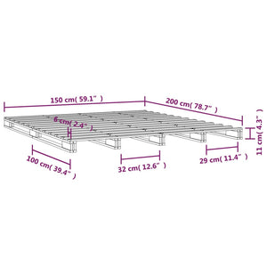 Κρεβάτι Παλέτες Μελί 150x200εκ. Μασίφ Ξύλο Πεύκου