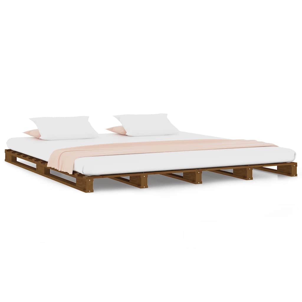 Κρεβάτι Παλέτες Μελί 180 x 200 εκ. Μασίφ Ξύλο Super King Size