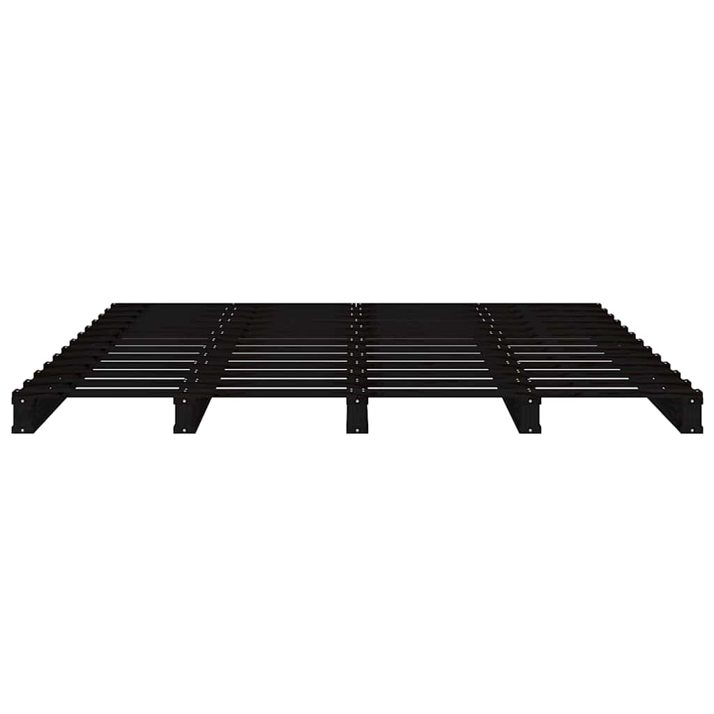 Κρεβάτι Παλέτες Μαύρο 180 x 200 εκ. Μασίφ Ξύλο Super King Size