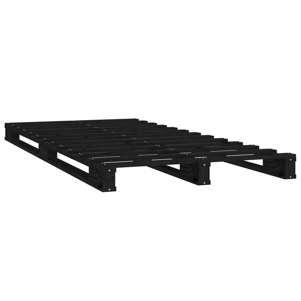 Κρεβάτι Παλέτες Μαύρο 75x190 Μασίφ Ξύλο Πεύκου Small Single - Pakobazaar