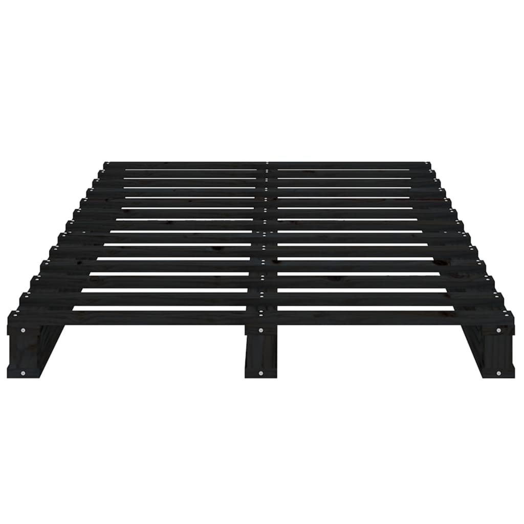 Κρεβάτι Παλέτες Μαύρο 75x190 Μασίφ Ξύλο Πεύκου Small Single - Pakobazaar
