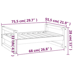 Κρεβάτι Σκύλου Schwarz 75,5x55,5x28 εκ. από Μασίφ Ξύλο Πεύκου - Pakobazaar