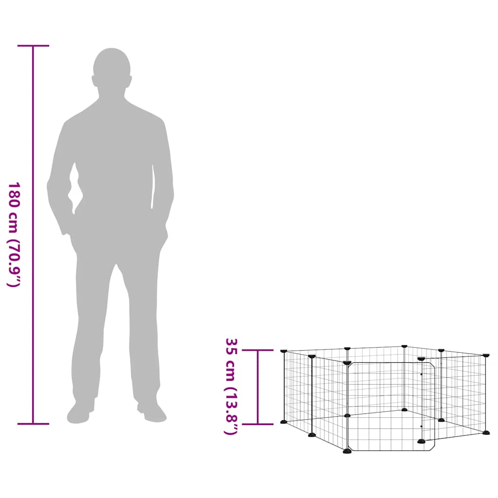 Κλουβί Κατοικίδιων 8 Πάνελ με Πόρτα Μαύρο Ατσάλι 35x35 εκ. - PAKOBAZAAR
