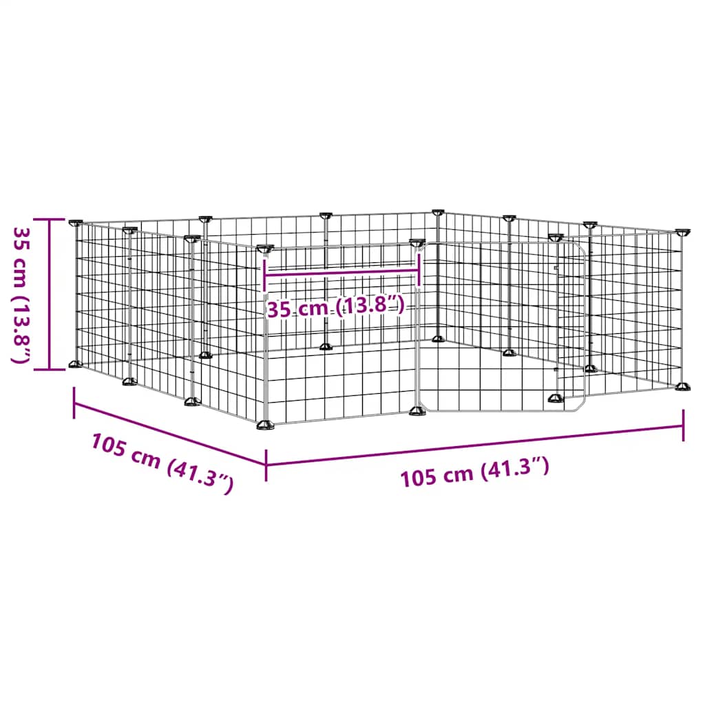 Κλουβί Κατοικίδιων 12 Πάνελ με Πόρτα Μαύρο Ατσάλι 35x35 εκ. - PAKOBAZAAR