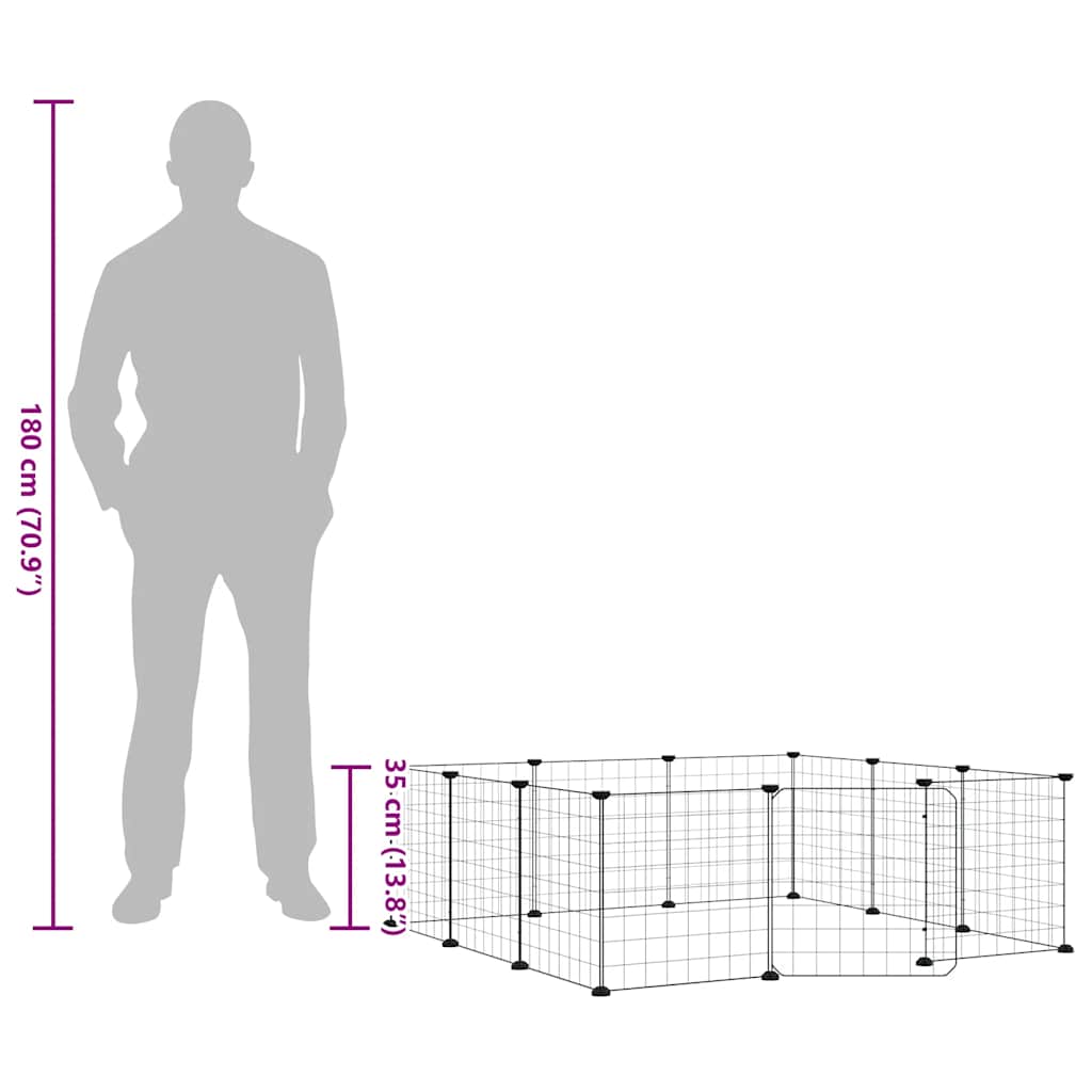 Κλουβί Κατοικίδιων 12 Πάνελ με Πόρτα Μαύρο Ατσάλι 35x35 εκ. - PAKOBAZAAR