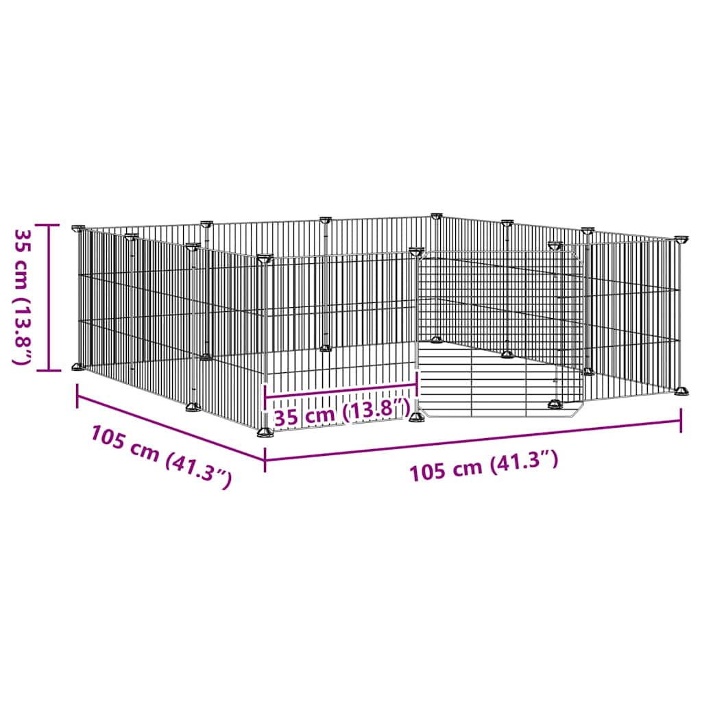 Κλουβί Κατοικίδιων 12 Πάνελ με Πόρτα Μαύρο Ατσάλι 35x35 εκ. - PAKOBAZAAR