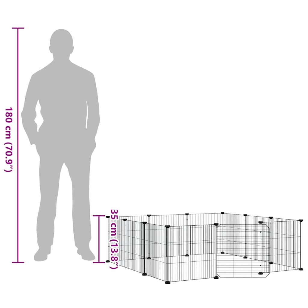 Κλουβί Κατοικίδιων 12 Πάνελ με Πόρτα Μαύρο Ατσάλι 35x35 εκ. - PAKOBAZAAR