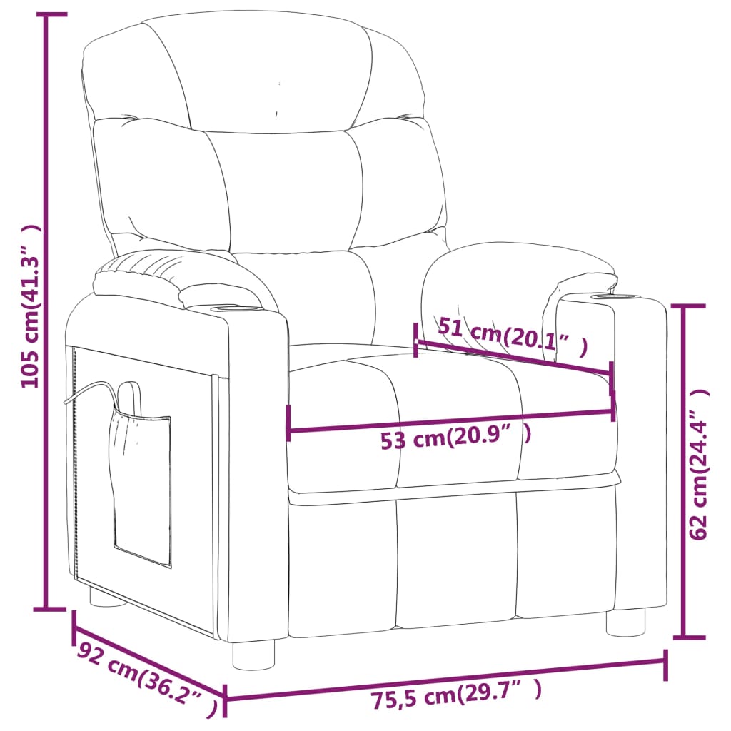 Πολυθρόνα Μασάζ Σκούρο Καφέ Υφασμάτινη - Pakobazaar