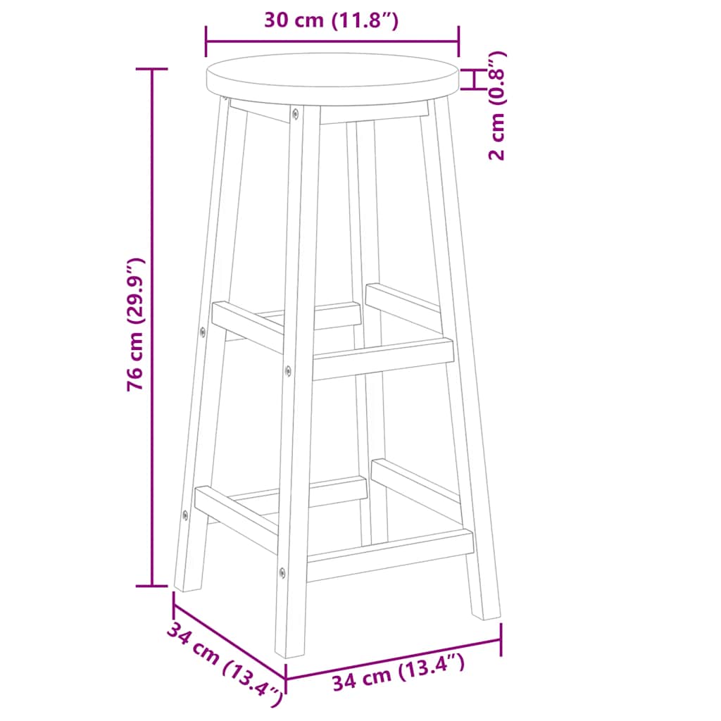 Σκαμπό Μπαρ 8 τεμ. από Μασίφ Ξύλο Ακακίας - PAKOBAZAAR