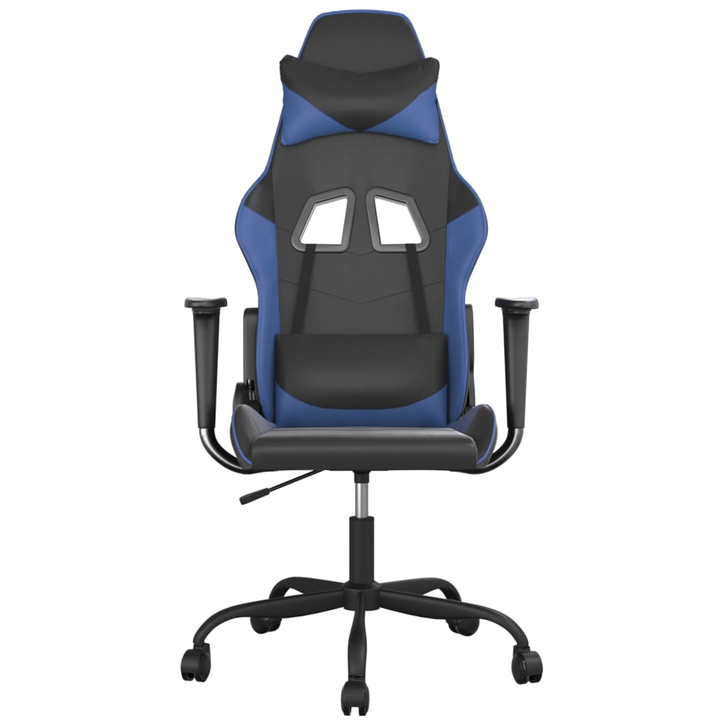 Καρέκλα Gaming Μασάζ Μαύρο/Μπλε από Συνθετικό Δέρμα
