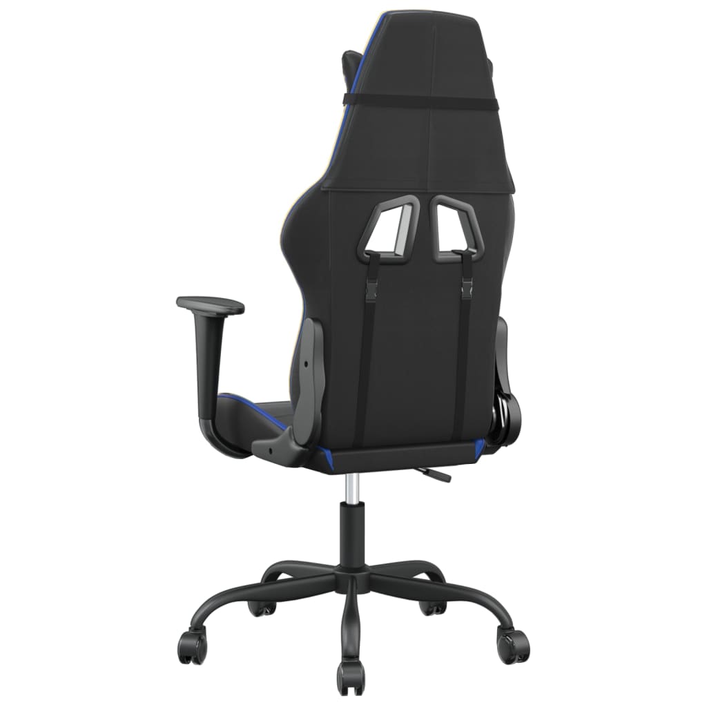 Καρέκλα Gaming Μασάζ Μαύρο/Μπλε από Συνθετικό Δέρμα