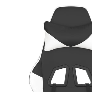 Καρέκλα Gaming Μασάζ Ασπρόμαυρη από Συνθετικό Δέρμα