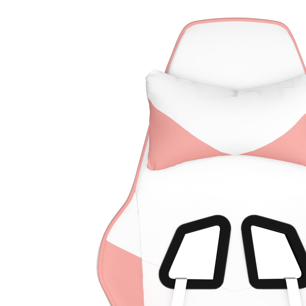 Καρέκλα Gaming Λευκό και Ροζ από Συνθετικό Δέρμα