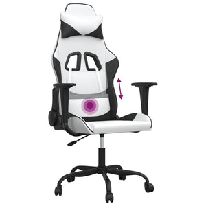 Καρέκλα Gaming Μασάζ Λευκό/Μαύρο από Συνθετικό Δέρμα