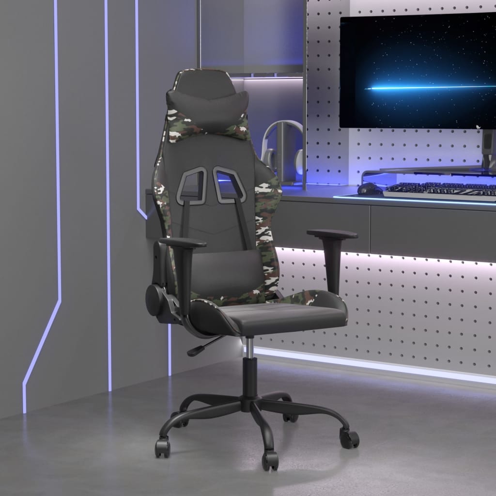 Καρέκλα Gaming Μασάζ Μαύρο/Παραλλαγή από Συνθετικό Δέρμα - Pakobazaar