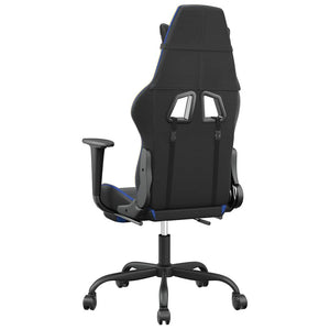 Καρέκλα Gaming Μασάζ Υποπόδιο Μαύρο & Μπλε από Συνθετικό Δέρμα