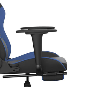 Καρέκλα Gaming Μασάζ Υποπόδιο Μαύρο & Μπλε από Συνθετικό Δέρμα