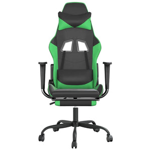 Καρέκλα Gaming Μασάζ Υποπόδιο Μαύρο/Πράσινο από Συνθετικό Δέρμα