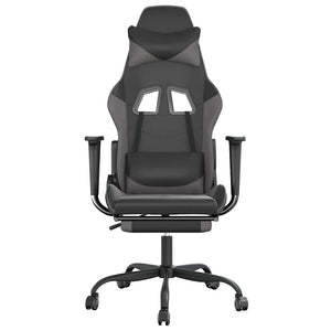 Καρέκλα Gaming Μασάζ Υποπόδιο Μαύρο&Γκρι από Συνθετικό Δέρμα