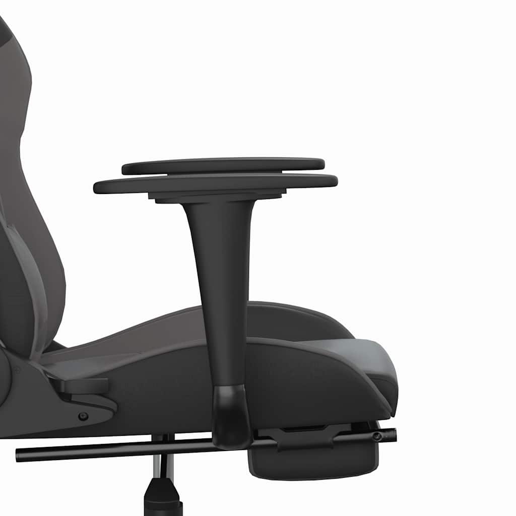 Καρέκλα Gaming Μασάζ Υποπόδιο Μαύρο&Γκρι από Συνθετικό Δέρμα