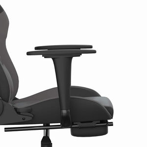 Καρέκλα Gaming Μασάζ Υποπόδιο Μαύρο&Γκρι από Συνθετικό Δέρμα