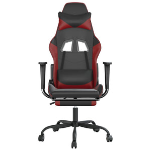 Καρέκλα Gaming Μασάζ Υποπόδιο Μαύρο/Μπορντό από Συνθετικό Δέρμα