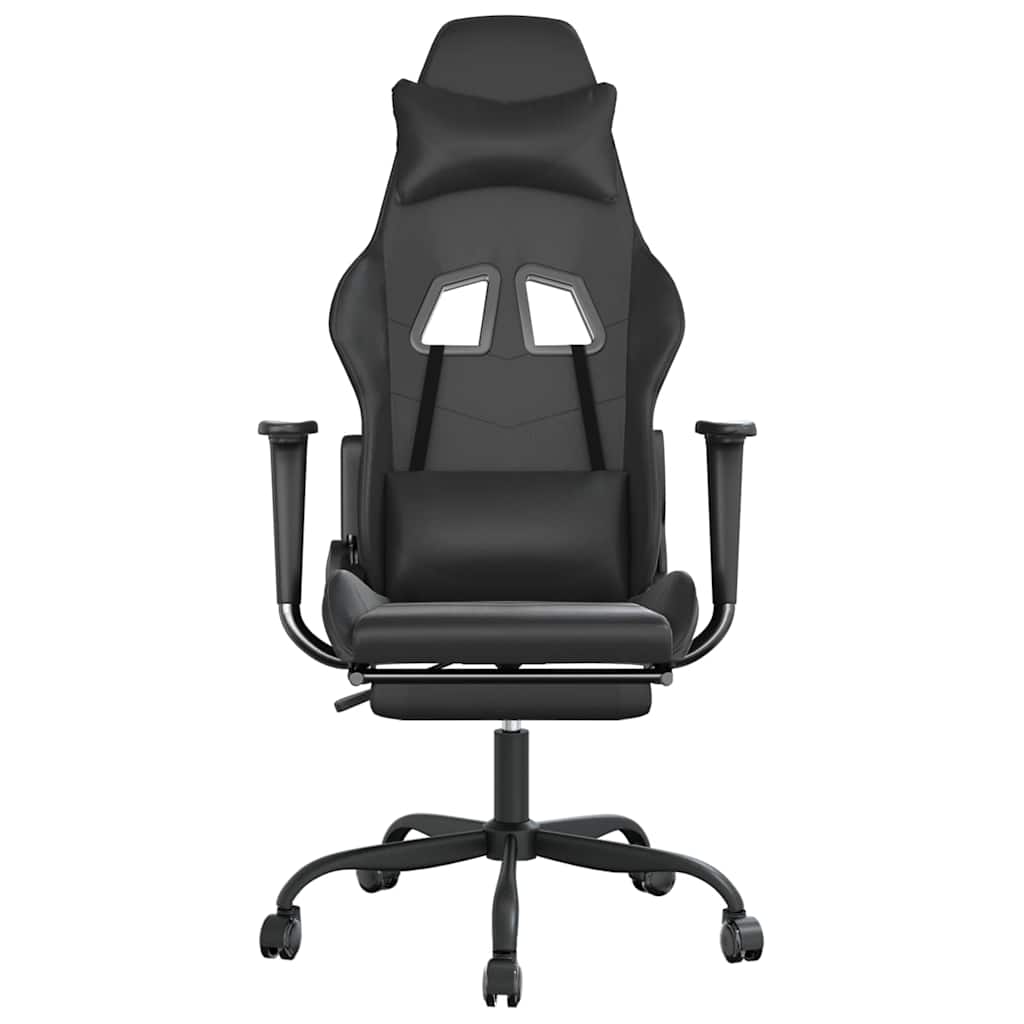 Καρέκλα Gaming Μασάζ Υποπόδιο Μαύροαπό Συνθετικό Δέρμα