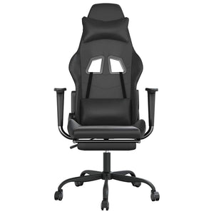 Καρέκλα Gaming Μασάζ Υποπόδιο Μαύροαπό Συνθετικό Δέρμα
