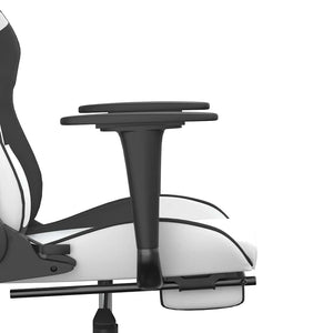 Καρέκλα Gaming Μασάζ Υποπόδιο Λευκό & Μαύρο από Συνθετικό Δέρμα