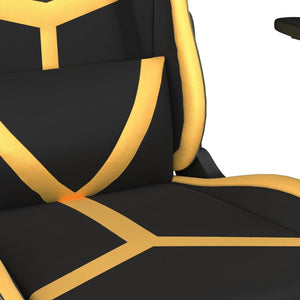 Καρέκλα Gaming Μασάζ Μαύρο/Χρυσό από Συνθετικό Δέρμα
