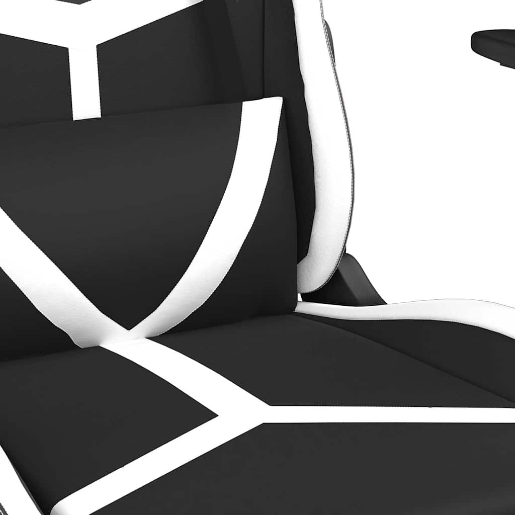 Καρέκλα Gaming Μασάζ Ασπρόμαυρη από Συνθετικό Δέρμα