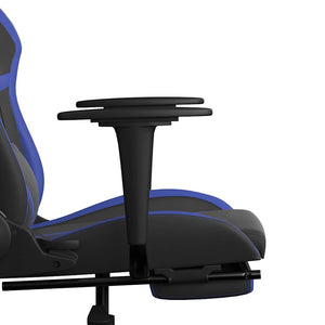 Καρέκλα Gaming Μασάζ Υποπόδιο Μαύρο & Μπλε από Συνθετικό Δέρμα