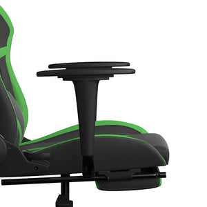 Καρέκλα Gaming Μασάζ Υποπόδιο Μαύρο/Πράσινο από Συνθετικό Δέρμα - Pakobazaar
