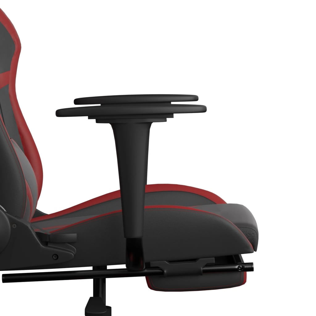Καρέκλα Gaming Μασάζ Υποπόδιο Μαύρο/Μπορντό από Συνθετικό Δέρμα - Pakobazaar